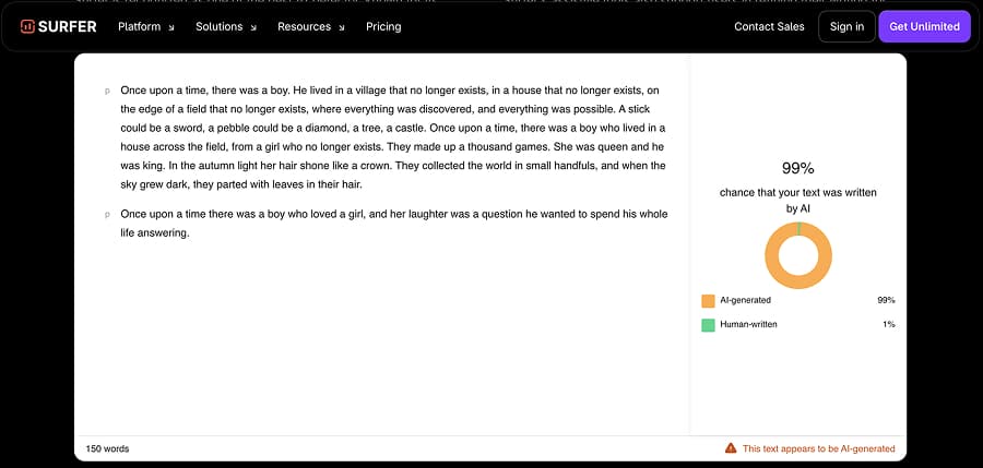 Incorrect AI detection
