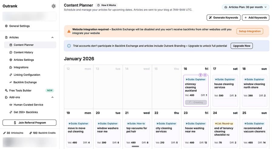 While a content calendar is useful, the keywords in the first 10 days were already becoming repetitive