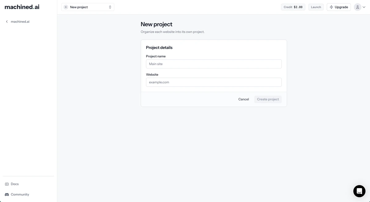 New project form