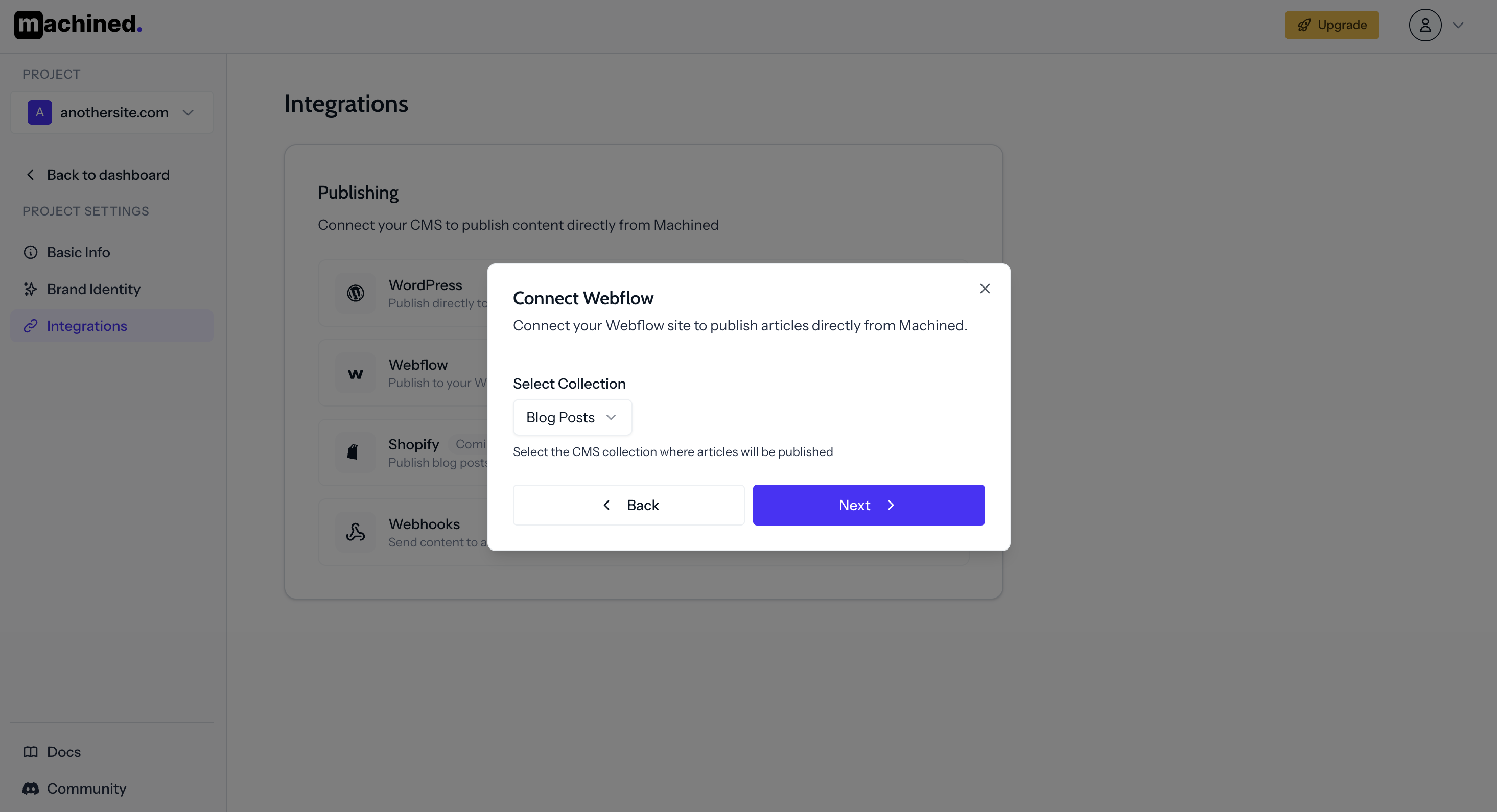 Selecting a Webflow CMS collection