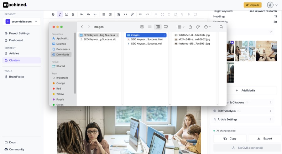 Downloaded ZIP file containing HTML, Markdown, and images