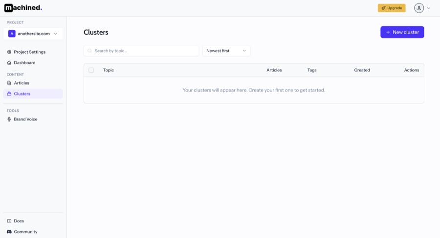 New cluster button