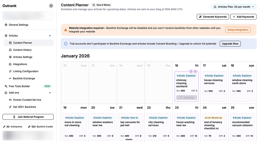 While a content calendar is useful, the keywords in the first 10 days were already becoming repetitive