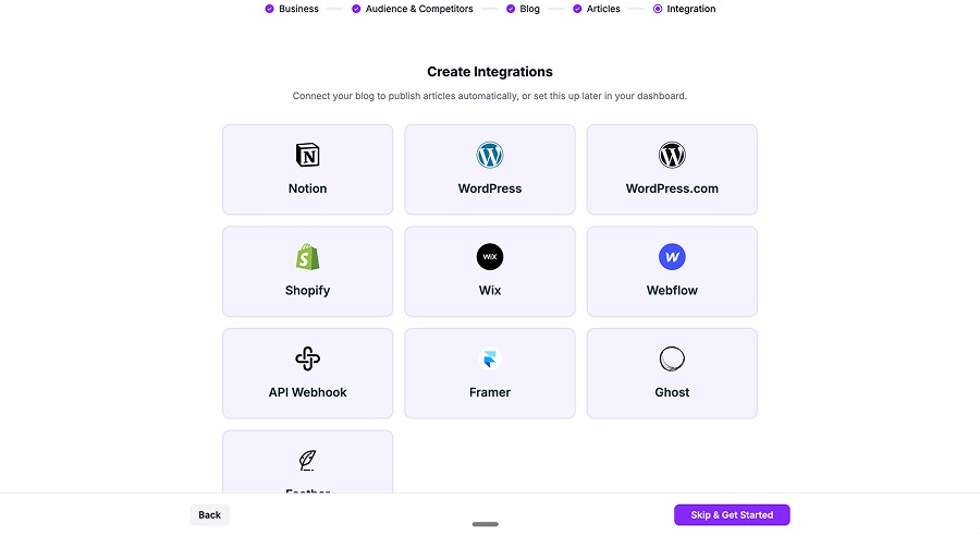 Of all the tools I tested, Outrank had the most direct CMS integrations