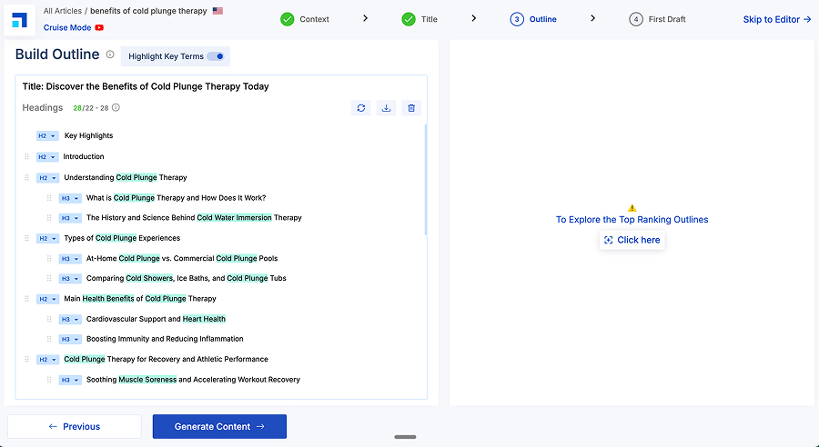 The outline editor has a clean UI and feels intuitive to use
